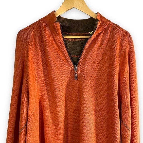4 for $40 SALE! Tommy Bahama Reversible Half Zip Pullover, Orange/Brown, Size L - Picture 4 of 10